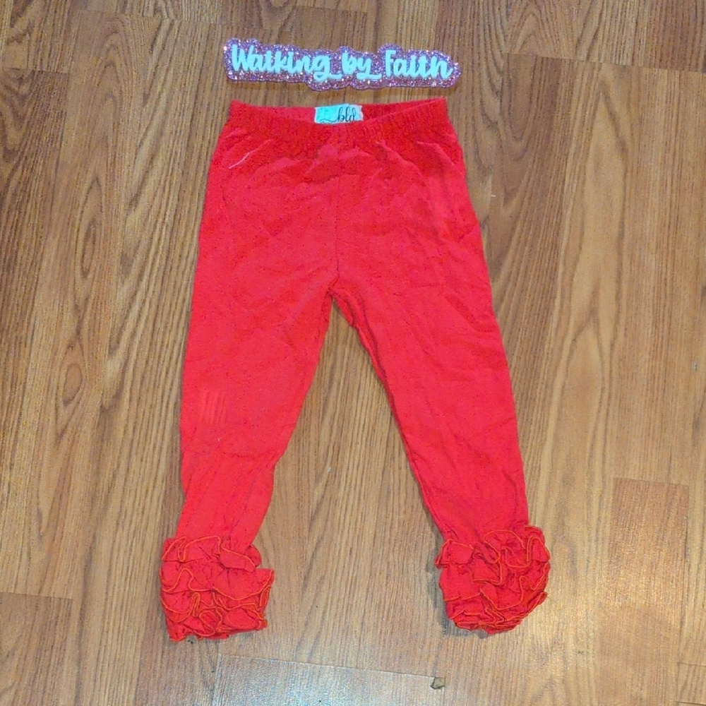 Red Ruffle Leggings - Picture 2 of 4